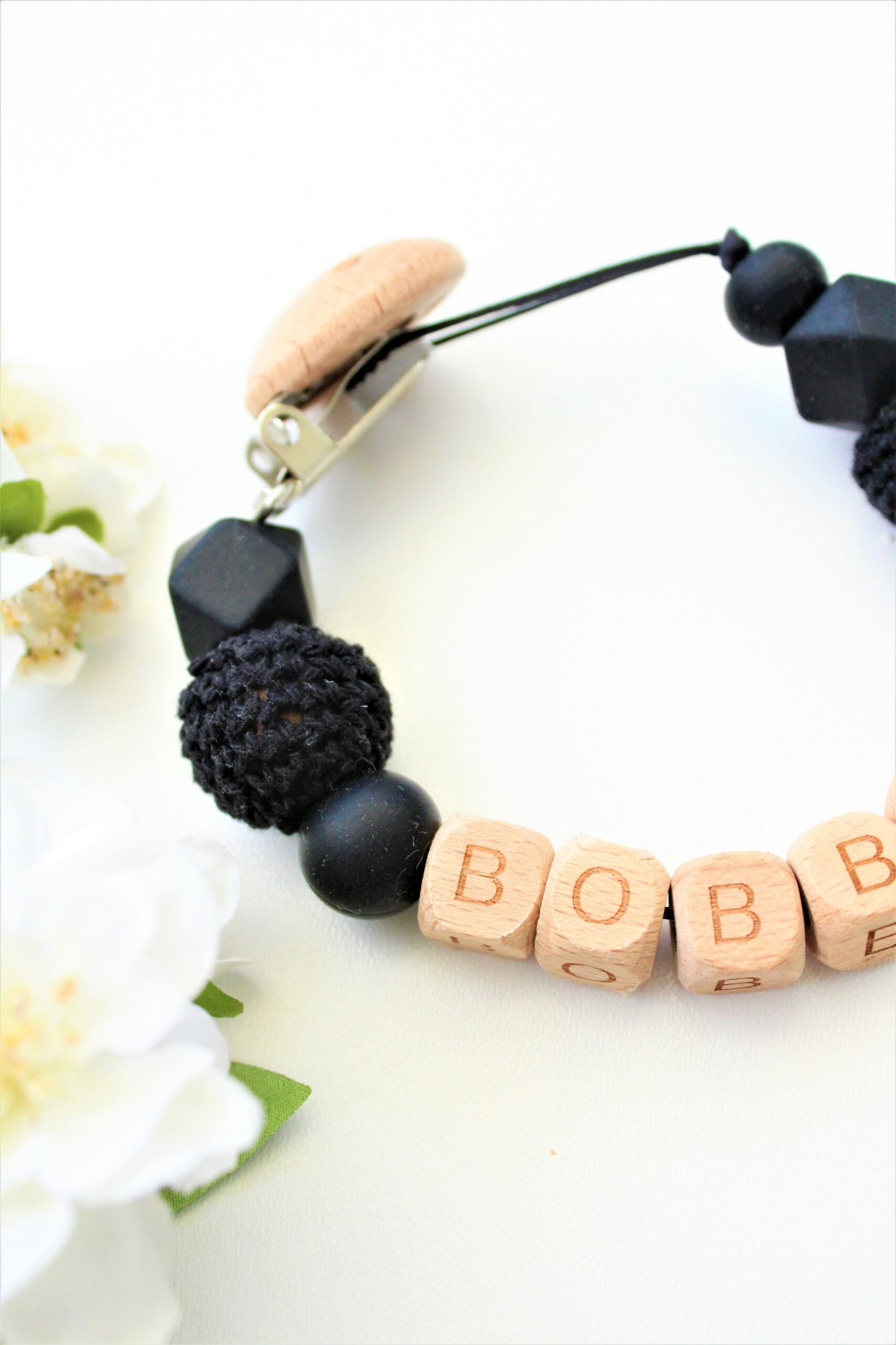 Speenkoord met Naam - Zwart Hout