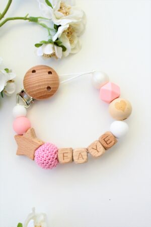 speenkoord met naam roze wit