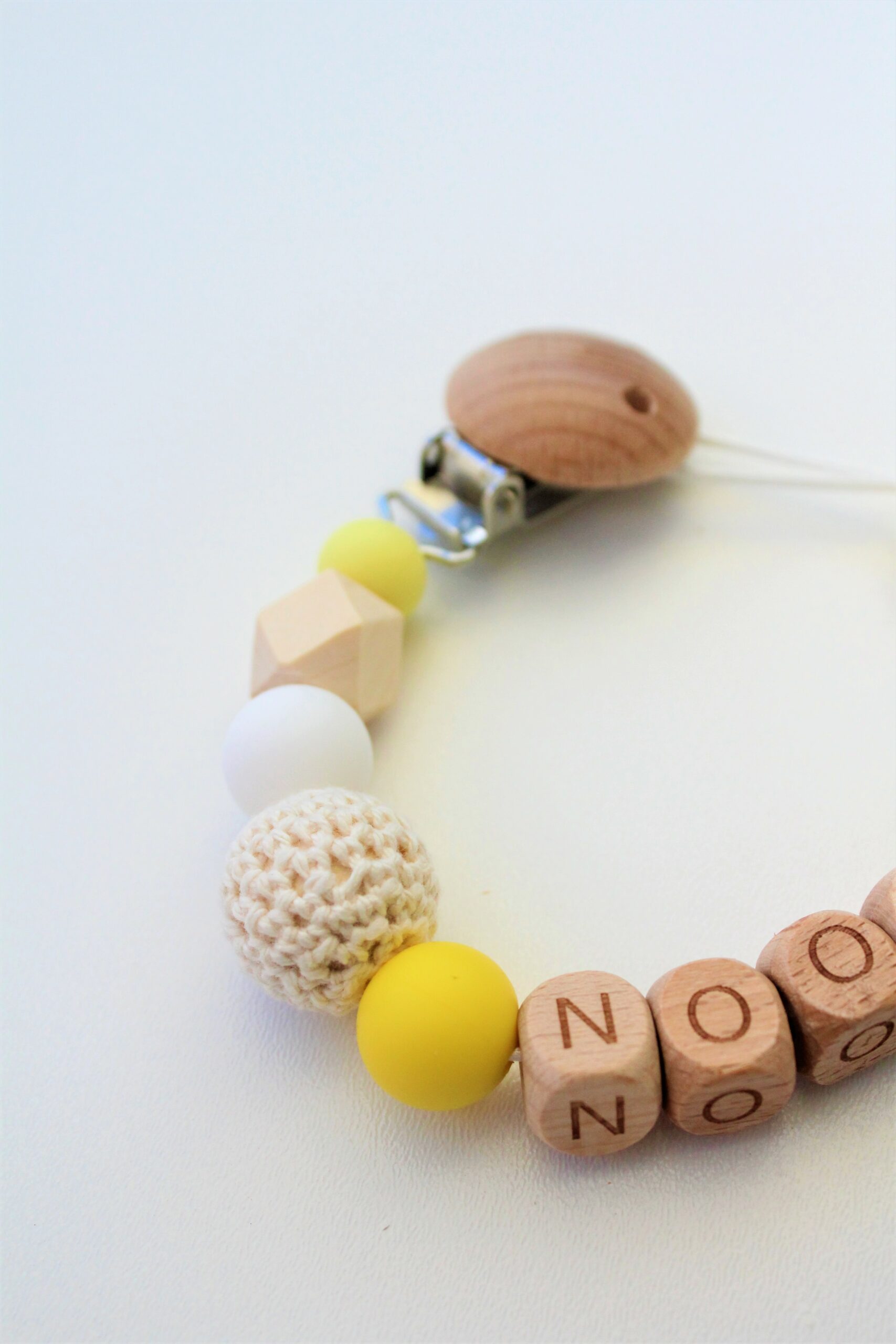 Speenkoord met Naam - Geel Wit