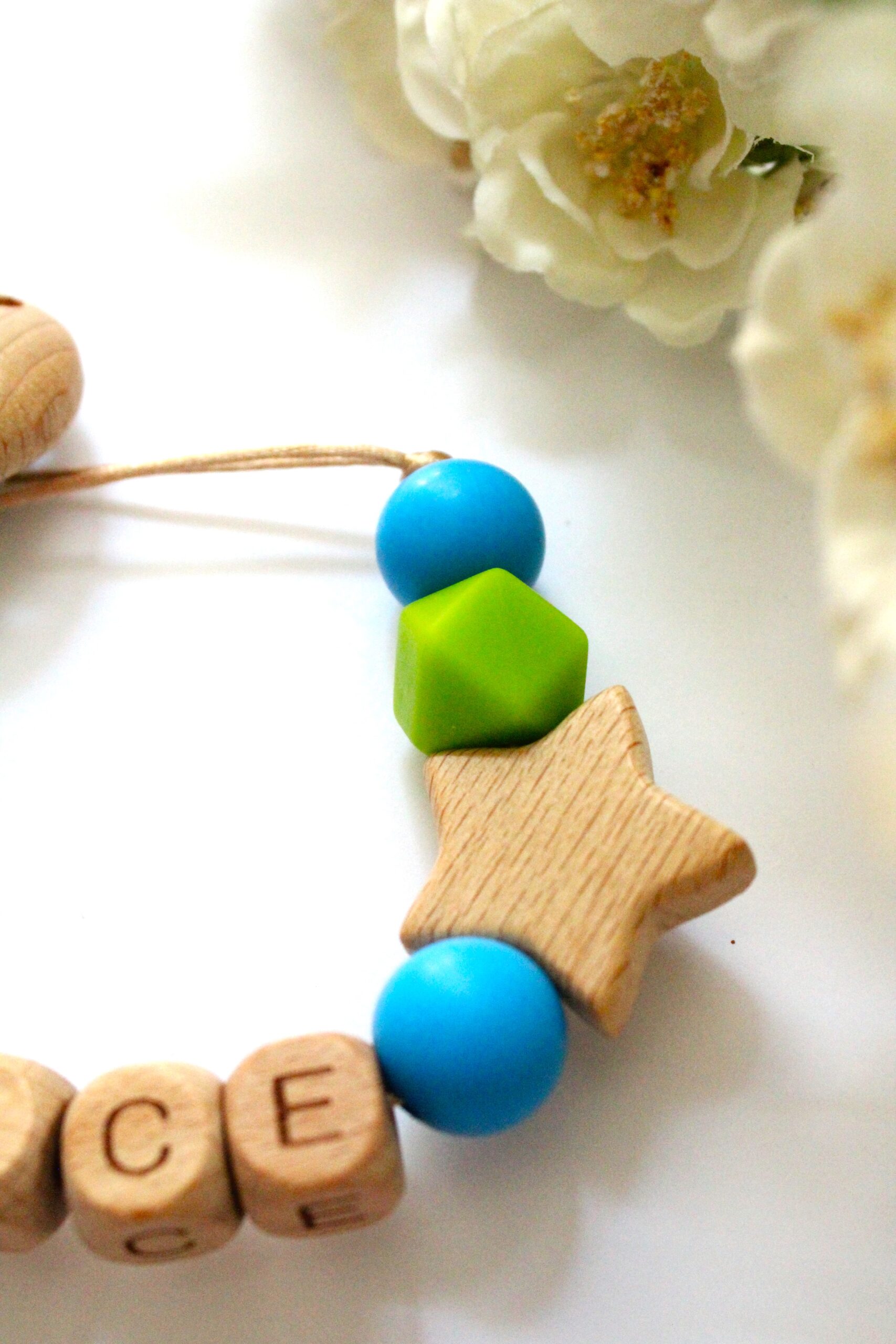 speenkoord met naam blauw groen ster