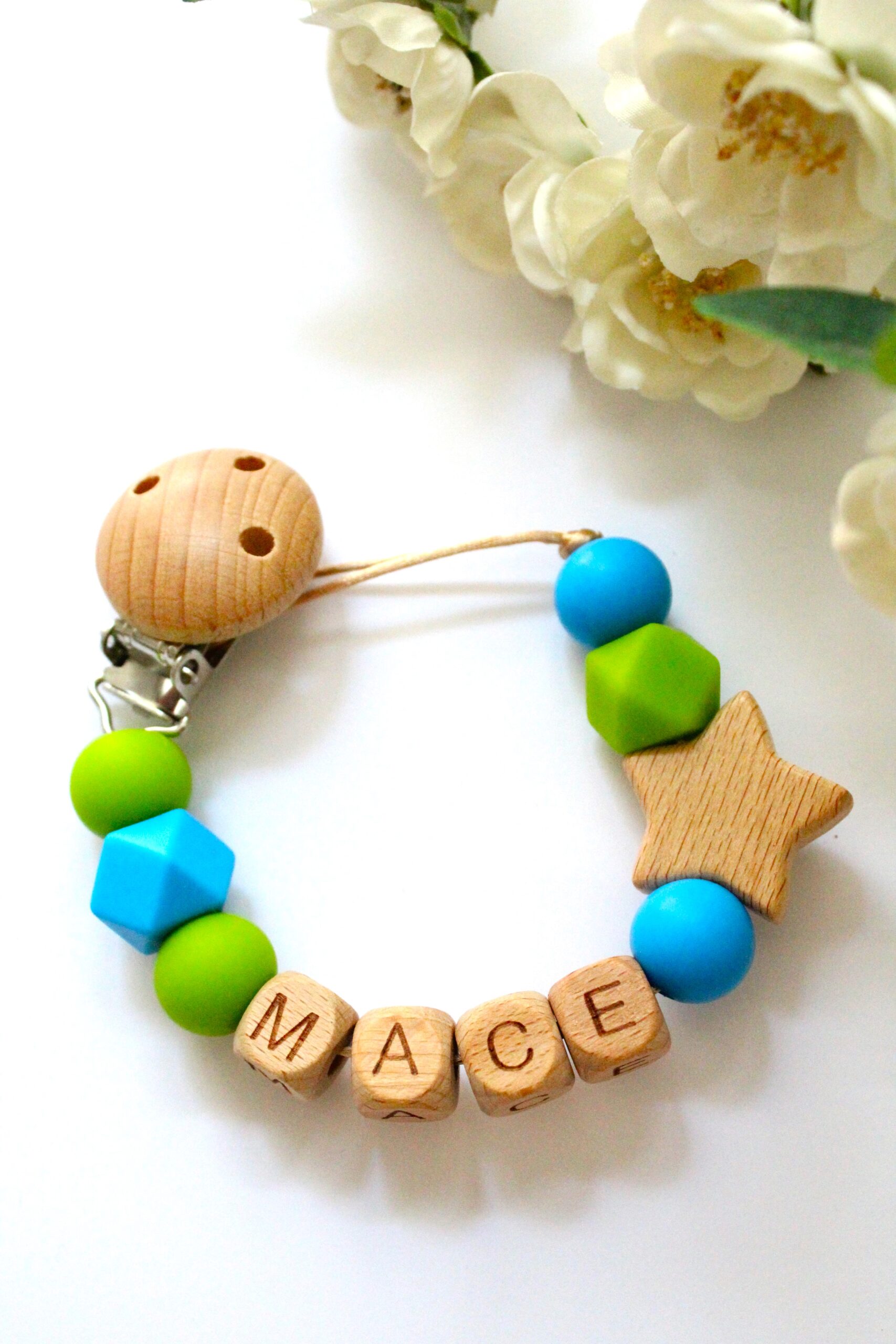 speenkoord met naam blauw groen ster