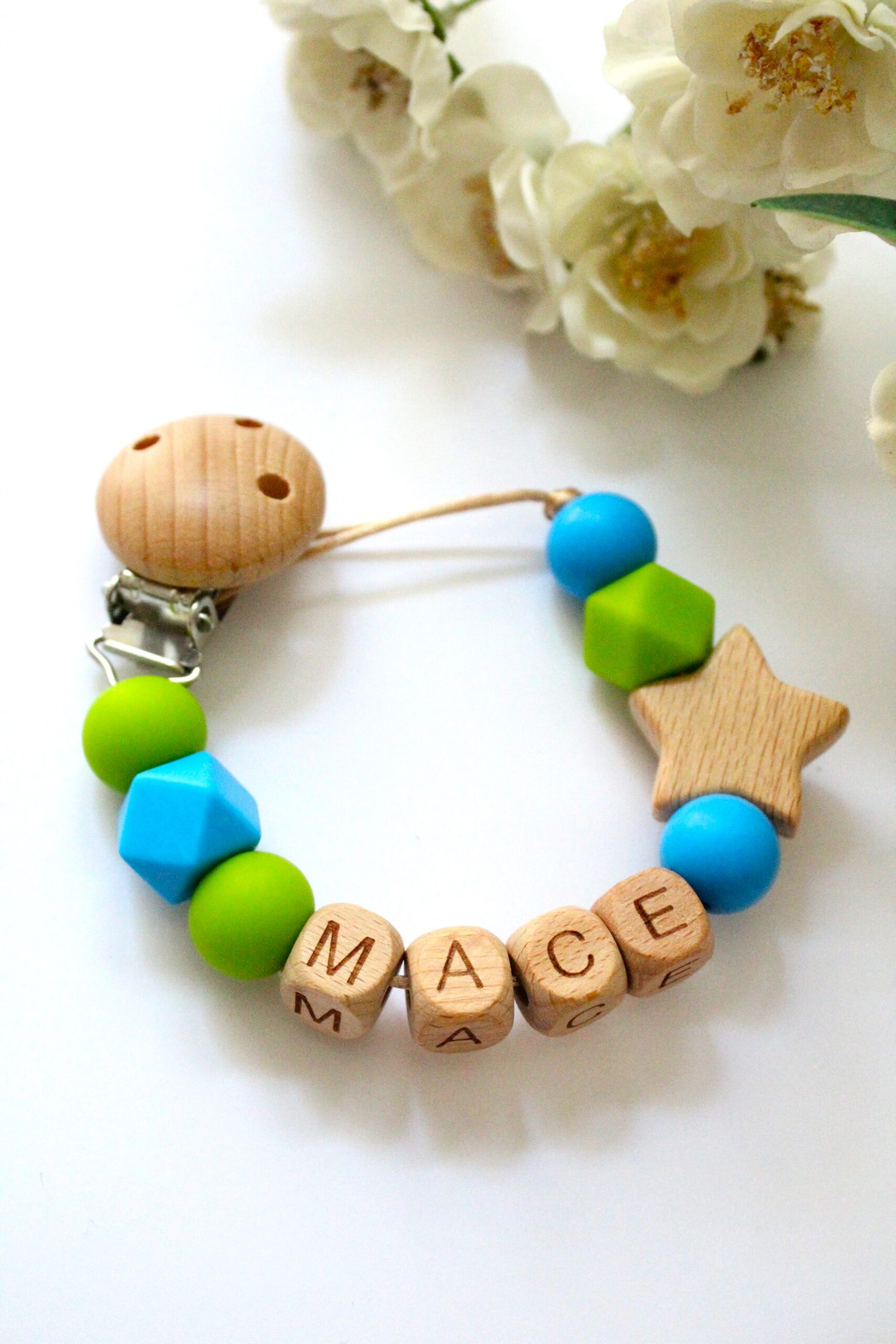 speenkoord met naam blauw groen ster