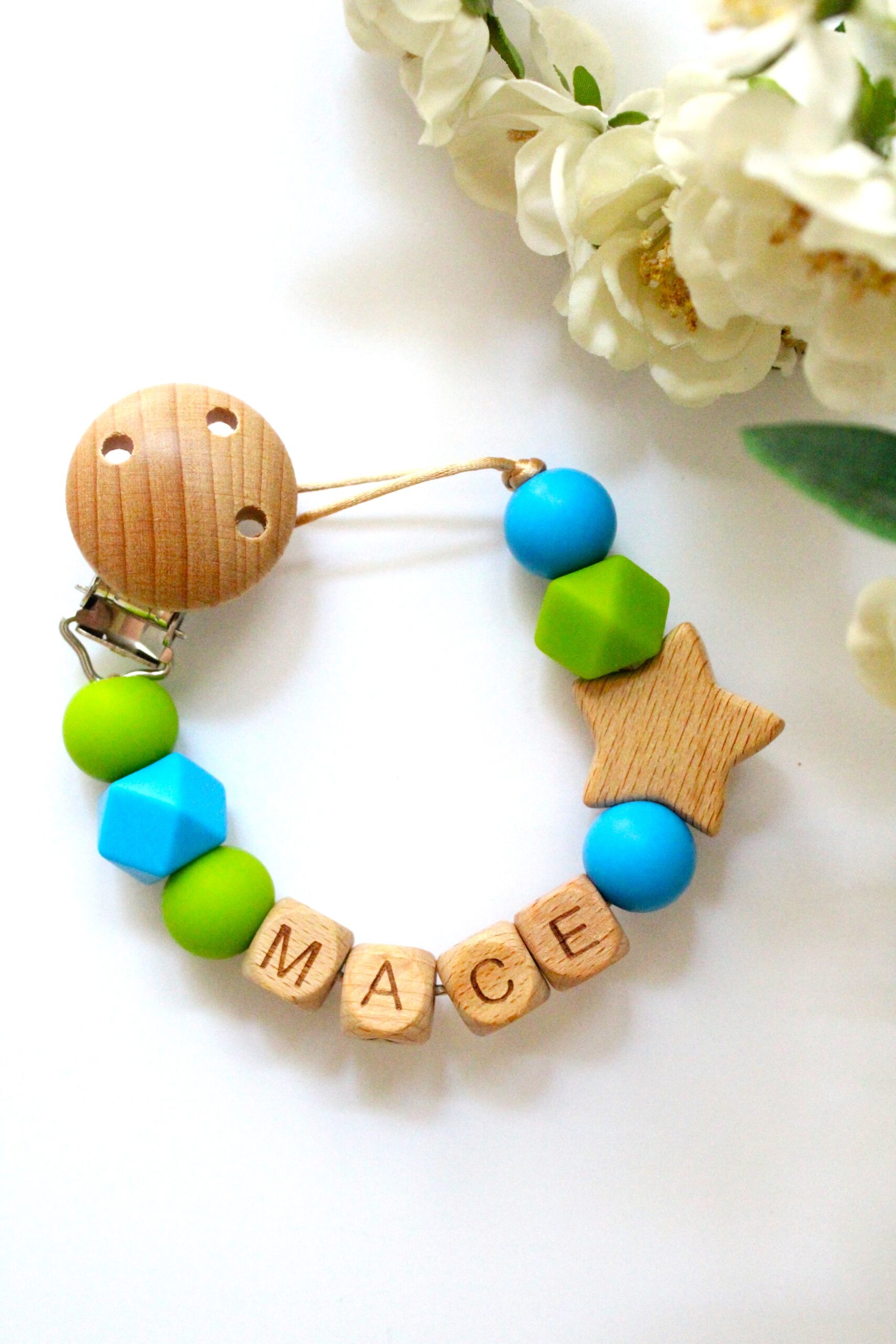 speenkoord met naam blauw groen ster