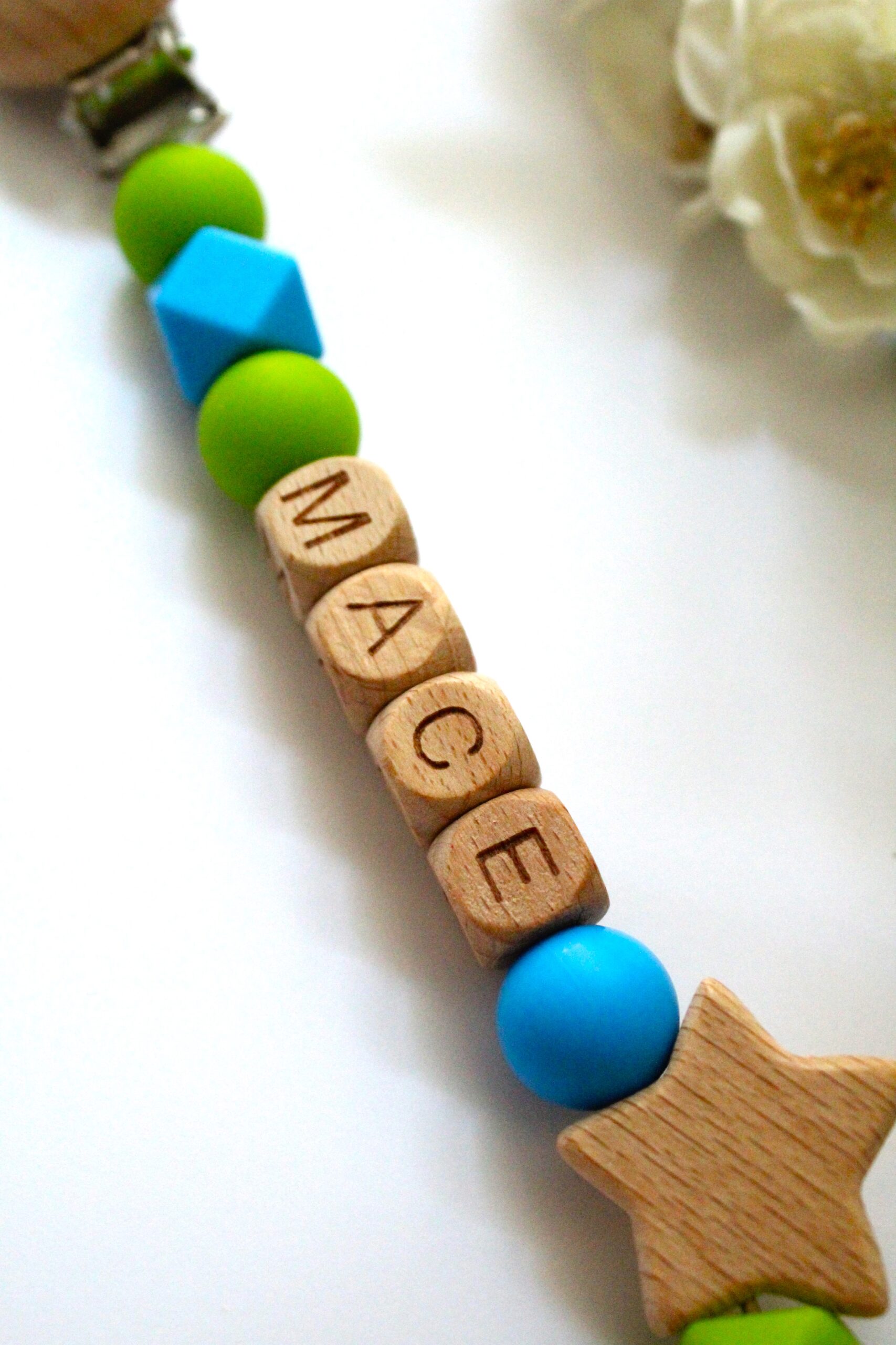 speenkoord met naam blauw groen ster