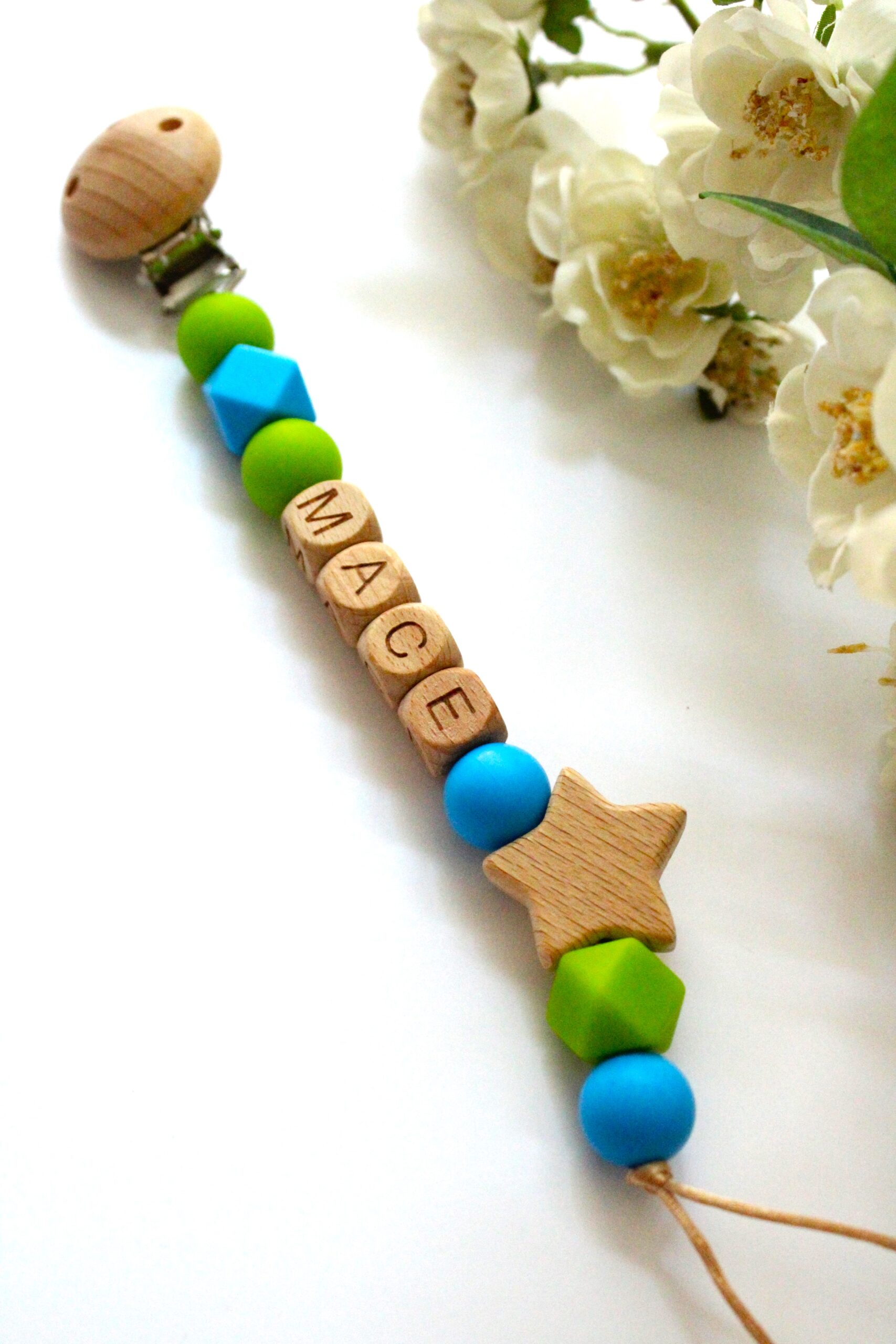 speenkoord met naam blauw groen ster