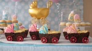 babyshower hapjes kinderwagen
