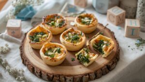 babyshower hapjes Mini quiches met spinazie en feta