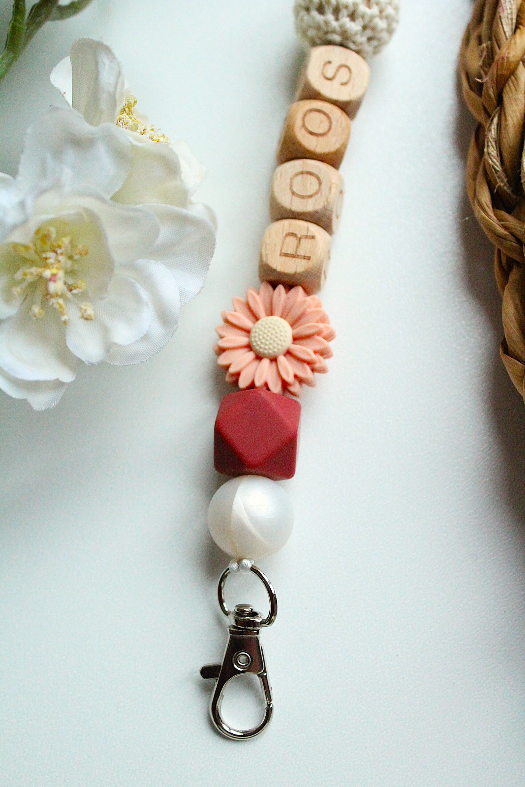 sleutelhanger oud roze zalm