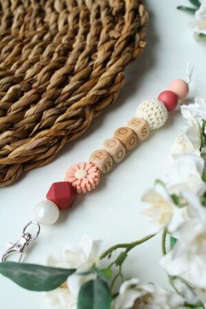 sleutelhanger roze zalm roos