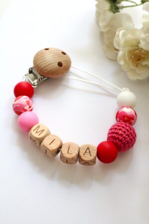 speenkoord met naam rood roze mila