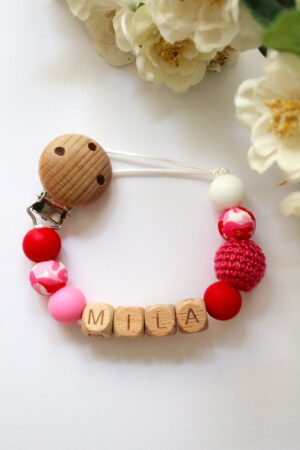 speenkoord met naam rood roze